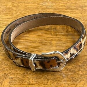 Vintage 1996 Brighton Animal Print Genuine Leather Skinny Belt Size 32